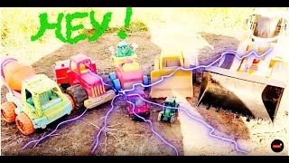Tractor, truck, steamroller, concrete mixer, backhoe, excavator toys for kids