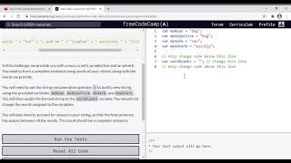 37 - Learn Basic JavaScript Word Blanks