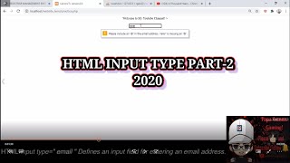 HTML TUTORIAL ( INPUT TYPES) 2020 PART-2