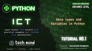 PYTHON TUTORIAL 01 - Data types and Variables in Python | English Medium A/L ICT | Tech Mind