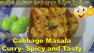 Cabbage Masala Curry for rice and roti, క్యాబేజీ మసాలా కూర