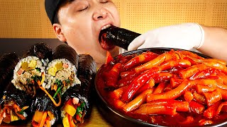 쫄깃쫄깃한 밀떡가래떡볶이 통참치김밥 먹방~!! 리얼사운드 ASMR Mukbang(Eating Show)