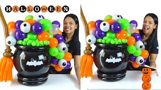 Cómo hacer una Olla de brujas - decoración con globos para halloween - olla de bruja