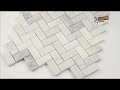 arabescato carrara herringbone pattern 11.63″ x 11.63″ honed marble mesh mounted mosaic tile pattern