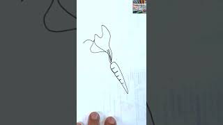 2021【Carrot】One Continuous Line Art Drawing in One Minute ,Drawing with me ! #Shorts