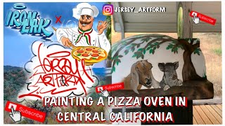 Mural Painting a Woodfire Pizza Oven, With IRONLAK & ANGELUS Brand Paint in Central California