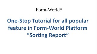 One-Stop Tutorial - Sorting Report