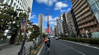 Tokyo bayarea cycling 渋谷→東京タワー→ベイエリア→東京駅→渋谷　ビアンキロードバイクで約50kmサイクリング