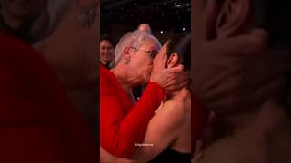 Jamie Lee Curtis celebrates her win by kissing Michelle Yeoh at the SAG awards 2023! #shorts