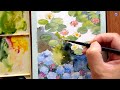 learn to paint reflective water in a lily pond with watercolors