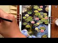 learn to paint reflective water in a lily pond with watercolors