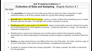 I.B. Mathematics A&I Lesson 4.1: "Collection of Data and Sampling"