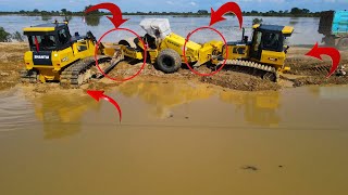 Part 7 \\  Incredible Rescuing SAKAI SV520D Roller Stuck By Powerful Dozer SHANTUI DH17 DH13B3 Help