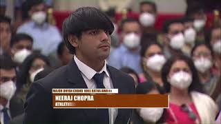 President Kovind confers Major Dhyan Chand Khel Ratna Award, 2021 on Shri Neeraj Chopra