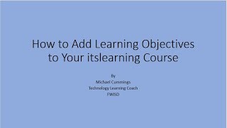 Learning Objectives in itslearning