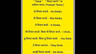 Think  विचार करणे चा वर्तमान काळ ( Present Tense )