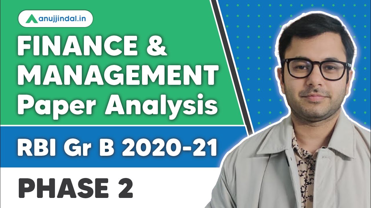 RBI Grade B | Finance And Management Paper Analysis By - Anuj Sir - YouTube