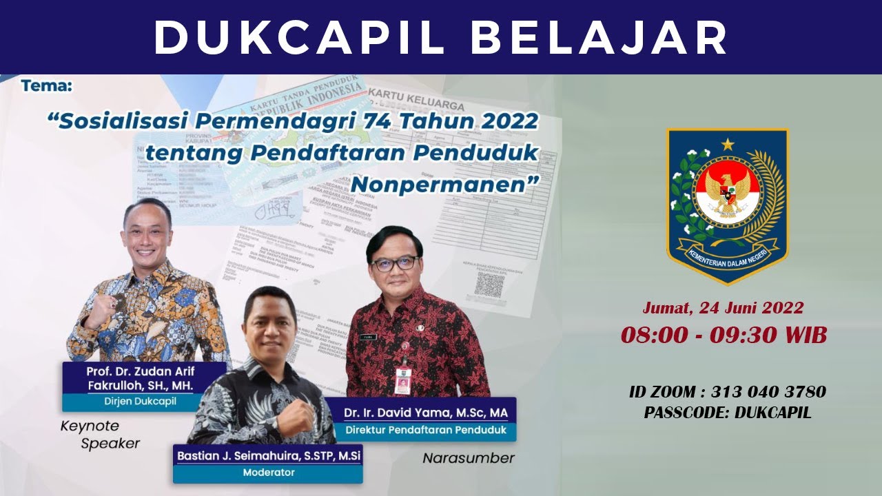 Sosialisasi Permendagri 74 Tahun 2022 | BELAJAR #022 @dukcapil ...