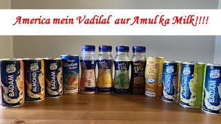 US mein vadilal ka milk!!! Desi trying 12 different flavors of vadilal and amul milk in America!!