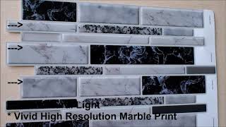 Decopus 3D Vinyl Stick On (Carrara Black White Grey Long Marble） for Kitchen, Bathroom, Wall Accents