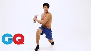 負重弓步蹲轉體與深蹲組合｜GQ active