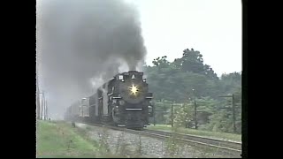 NKP 765 & PM 1225 freight doubleheader & N&W 1218 excursion run clips