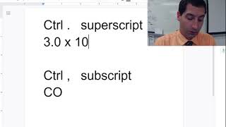 superscript shortcut in Google docs