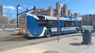 CT Transit #2071 and #1601 on Routes 43 and 47 leaving Main and Gold