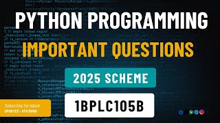 1BPLC105B Python Programming Important Questions | 1BPLC105B Important Questions | 1BPLC205B | VTU