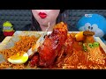 asmr spicy noodles whole spicy roast chicken enoki mushrooms chili massive eating sounds