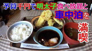 予算千円で明太子食べ放題＆天とじ丼を満喫した車中泊