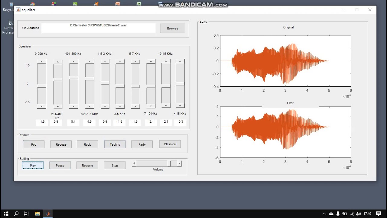 Project Audio Equalizer Menggunakan Matlab Gui Youtube