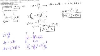 Acceleration as a function of time example (with non-constant acceleration)
