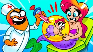 Pregnant Mermaid Going to a DOCTOR || Awkward Pregnant Situations at the Hospital || Avocado Couple