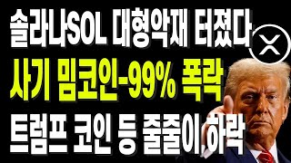 솔라나SOL 대형악재 터졌다 사기 밈코인-99% 폭락 트럼프 코인 등 줄줄이 하락