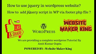 How to use jQuery in wordpress website | jQuery add with WP footer file