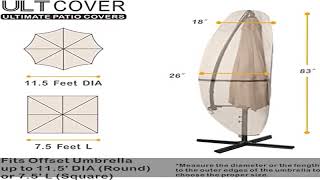 ULTCOVER Patio Umbrella Parasol Cover - 600D Waterproof Outdoor Offset Banana Style Umbrella Cover