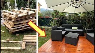 How to Make PATIO DECKING Using Free Wooden PALLET | Easy \u0026 Cheap DIY Terrace Deck