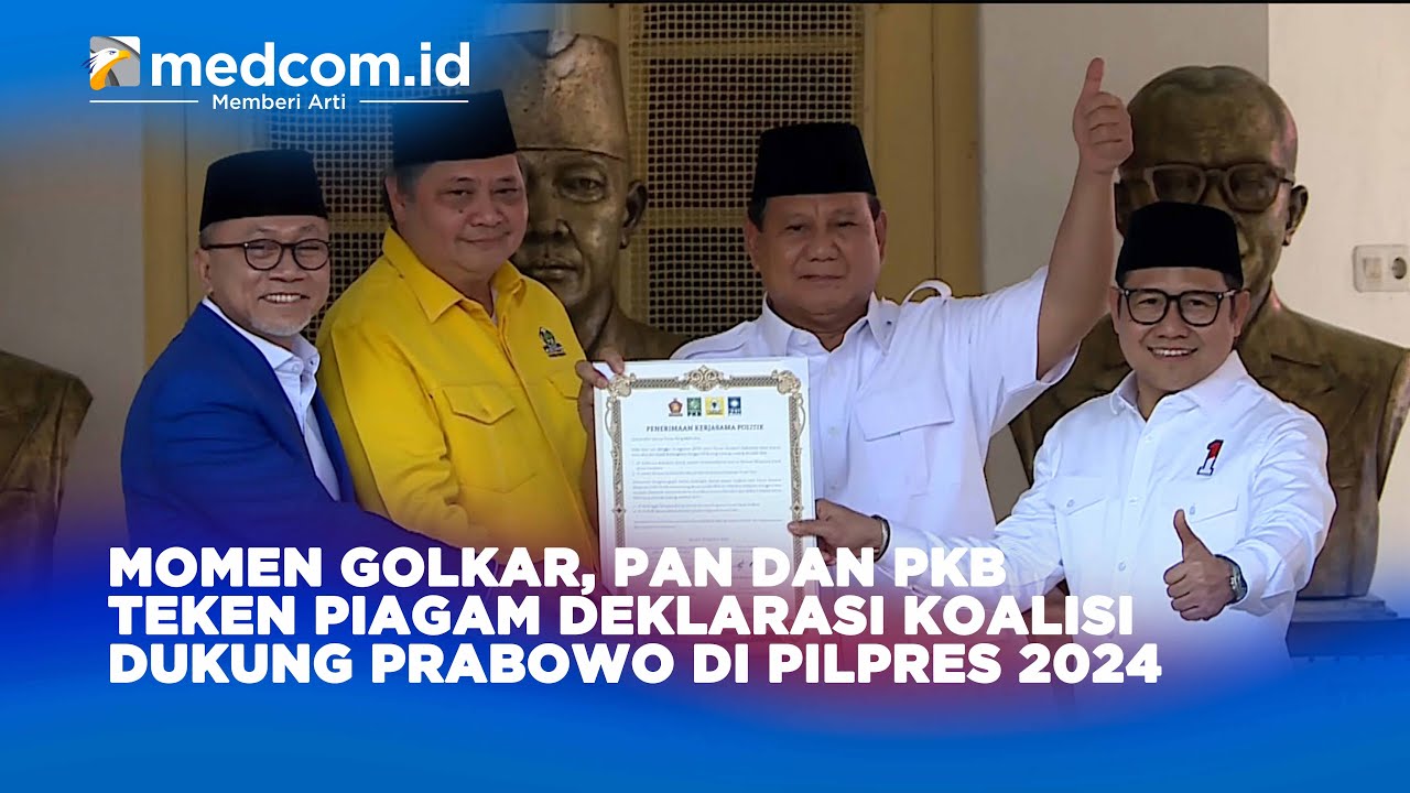 MOMEN GOLKAR, PAN DAN PKB TEKEN PIAGAM DEKLARASI KOALISI DUKUNG PRABOWO ...