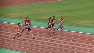 近江高校男子陸上競技部　県ユース　２年生１００ｍ決勝（河内、今荘）2018.8.19