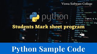 python sample program and code for student mark sheet with source code