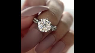 3.0 Ct. Round Cut Pavé Setting Cathedral Ring