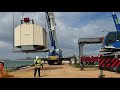 cab is lifted on bunbury s heritage jetty crane.