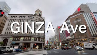 【4K】GINZA Main Ave TOKYO rainy day April 2021 【雨の東京 銀座中央通り往復】