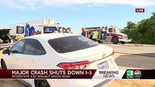 Major crash shuts down I-5 near Walnut Grove
