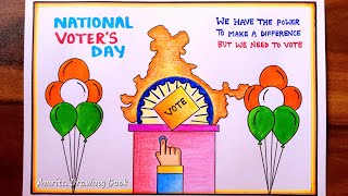 National Voter's Day Drawing Easy | Voter's Awareness Poster | मतदाता जागरुकता अभियान पर Drawing