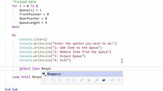 Computer Science 9618: 19.1 Programming a Queue VB.NET