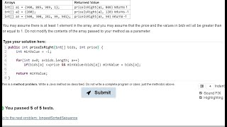 Java Practice It | Exercise 7.12: priceIsRight | arrays, condition, if statement, for loop