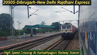 Dibrugarh-New Delhi Rajdhani Express High Speed Crossing At Kamakhyaguri Railway Station