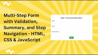 Multi-Step Form with HTML, CSS, and JavaScript | Step-by-Step Guide 📝👨💻